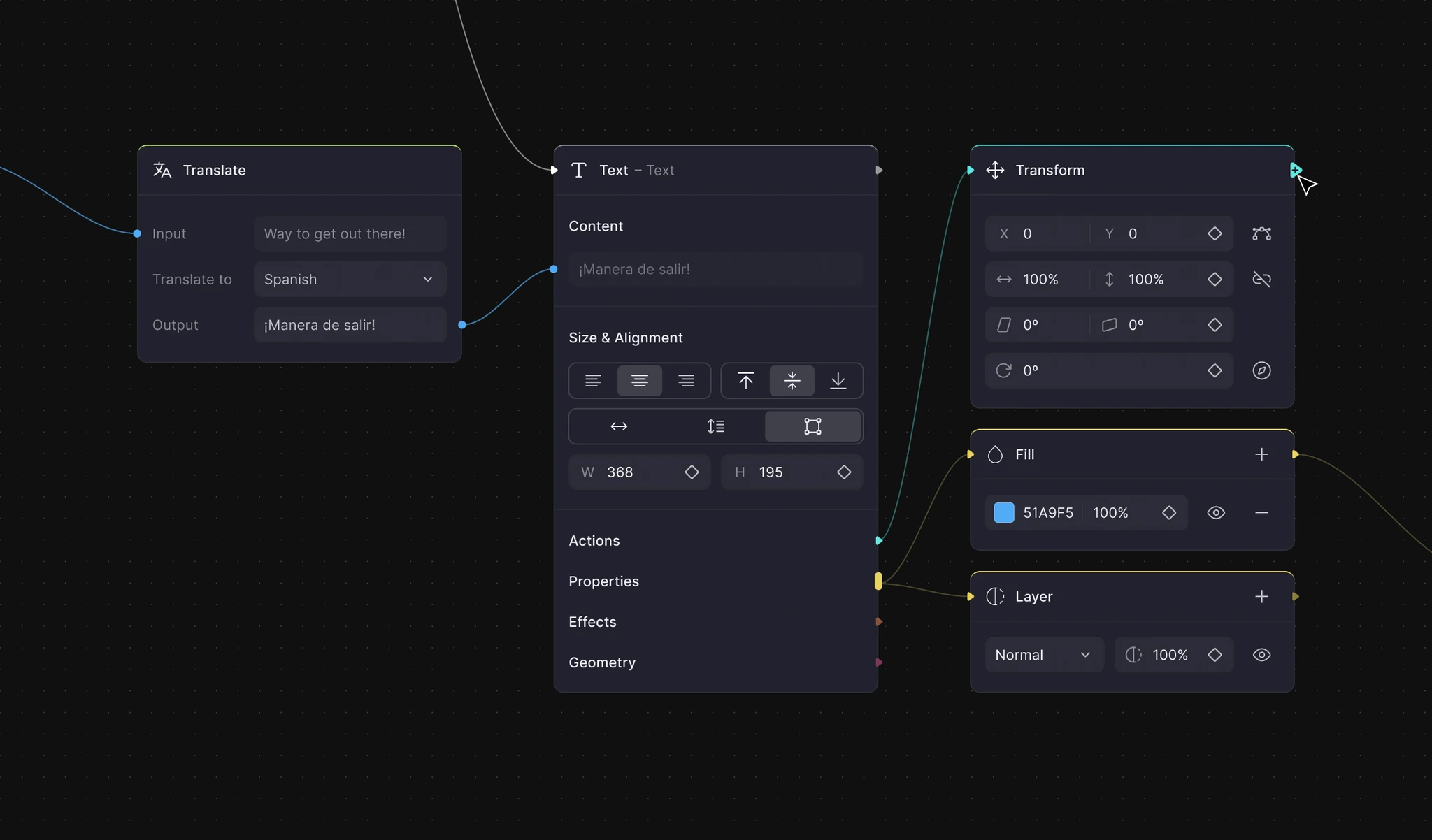 Shape properties panel with Origin, Transform, and Layout controls